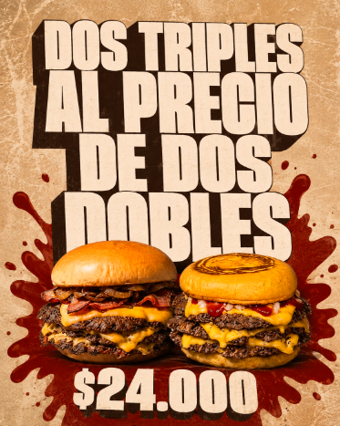 Promo Dos Triples al precio de Dos Dobles por 24.000 pesos